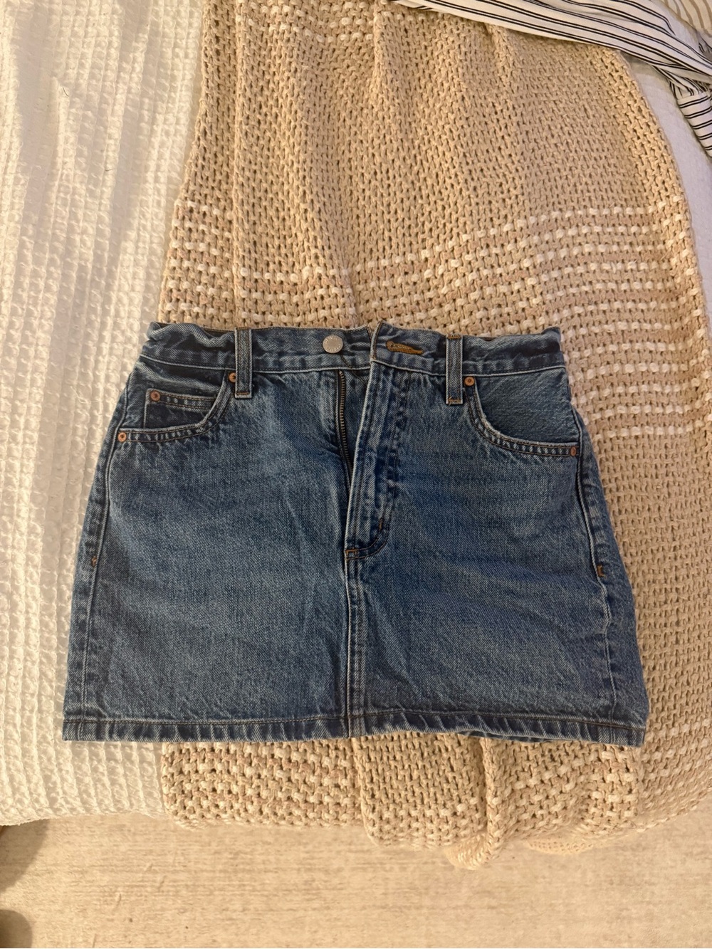 Aritzia Washed Blue Denim Mini Skirt